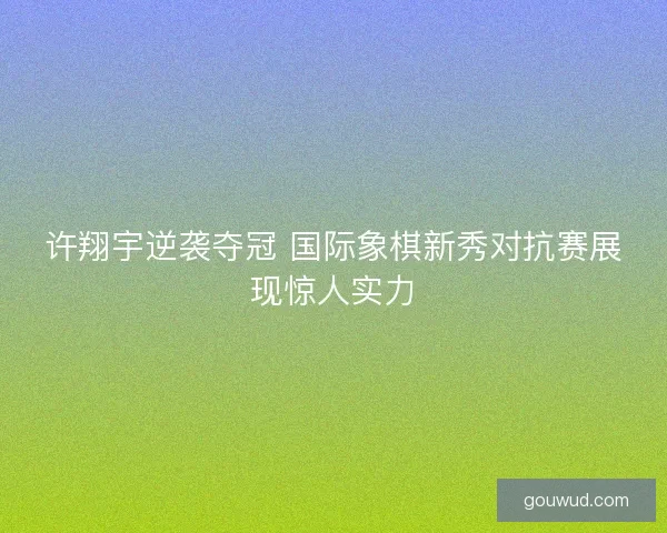 许翔宇逆袭夺冠 国际象棋新秀对抗赛展现惊人实力